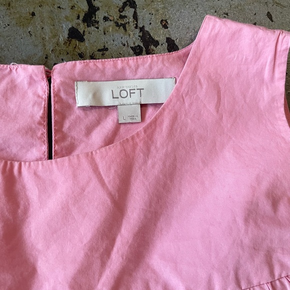 LOFT Pink Cold-Shoulder Embroidered Blouse with Tie Detail Size Large - Picture 4 of 8